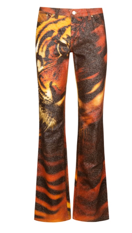 Roberto Cavalli Y2K Tiger-Print Flared Jeans
