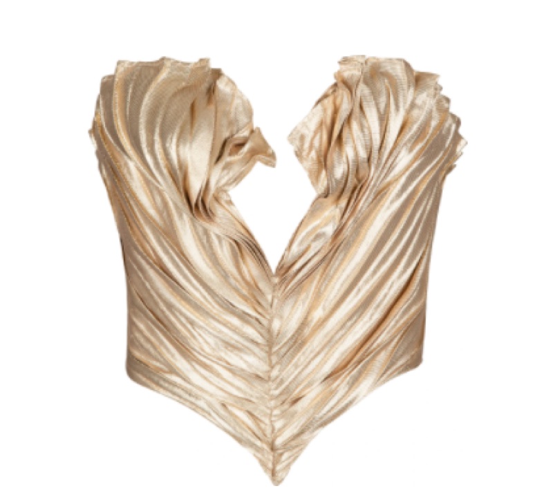 Thierry Mugler S/S 1985 Gold Lamé Plissé Corset