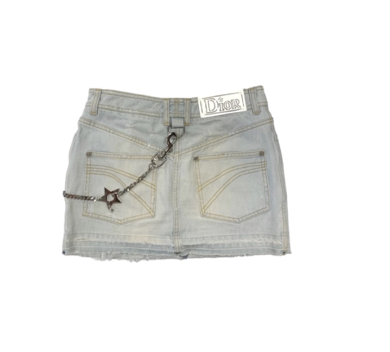 Dior Galliano-Era Star-Chain Denim Mini Skirt