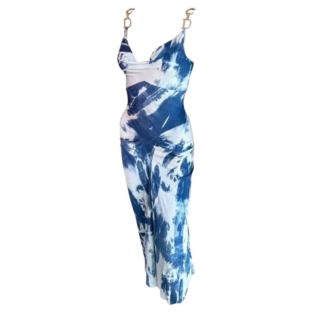 Dior by Galliano F/W 2000 'Newspaper-Cut' Tie-Dye Slip Dress