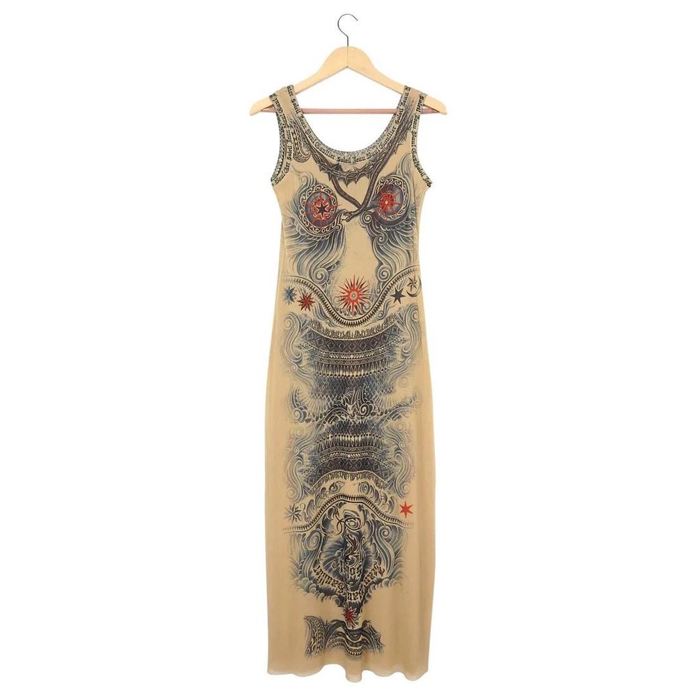 Jean Paul Gaultier Soleil Tattoo Mesh Maxi Dress