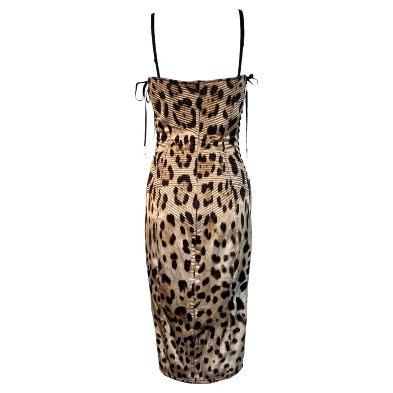 Dolce & Gabbana Y2K Silk Leopard Bustier Dress